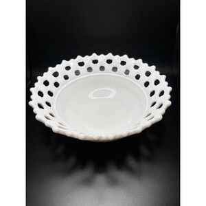 Westmoreland Milk Glass Doric Lace‎ 9" Belled Bowl  White Vintage No Chips